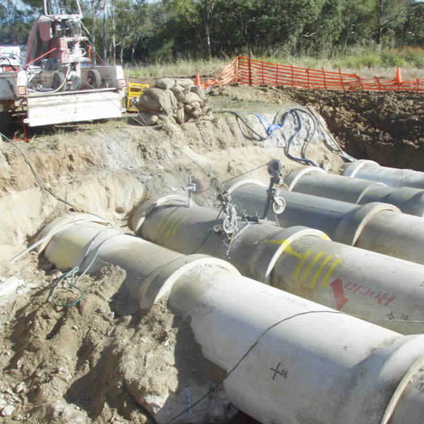 Wire sawing concrete pipes (limited access)