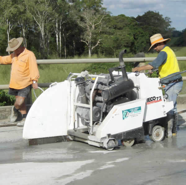 Cutting up concrete for bridge removal
